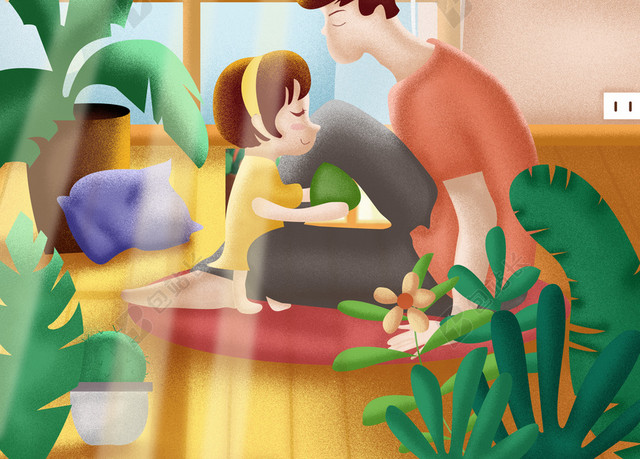 父亲节暖心质感插画