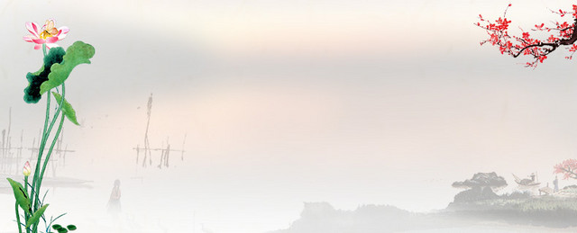 淘宝草本护肤品中国风荷花详情页海报背景