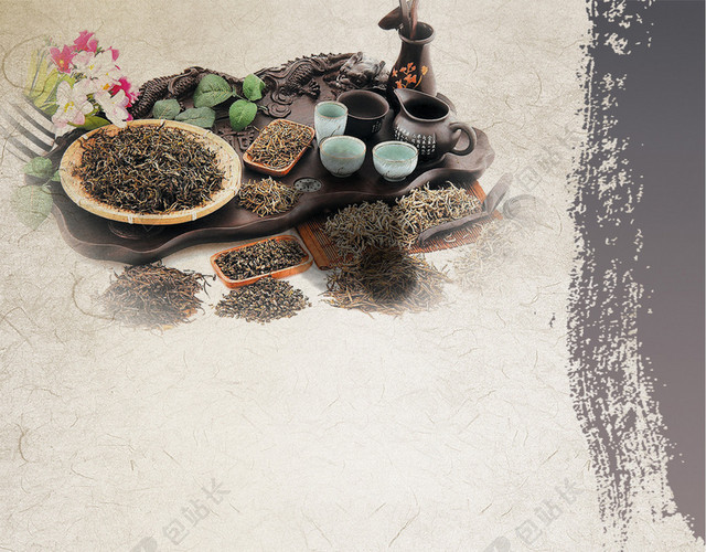 茶艺商务会所菜谱背景素材