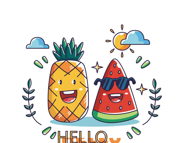 HELLO夏天矢量素材
