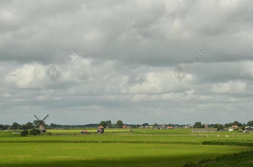 旅游自然草地风车农村背景图片