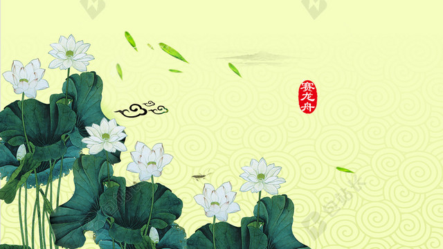 在荷花上的扇子背景素材