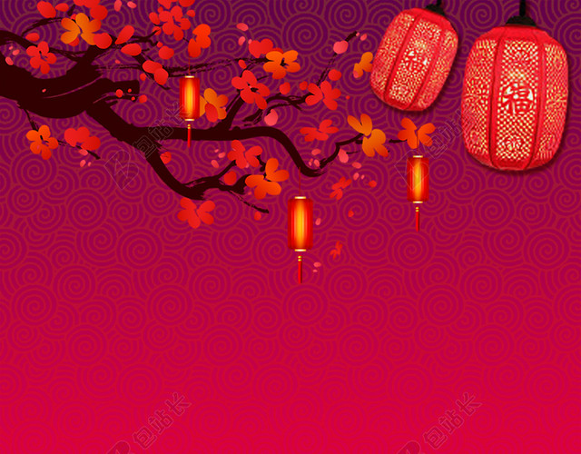 新年除夕红色渐变H5背景PSD源文件下载