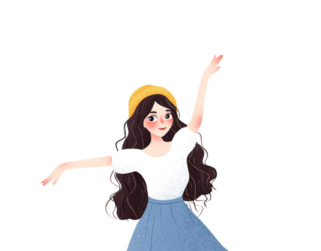 卡通手绘创意可爱少女插画免抠