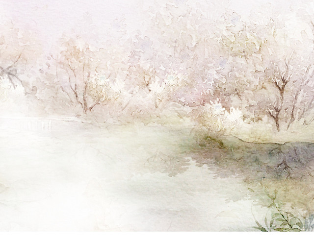 中国风水墨烟雨桃花素材