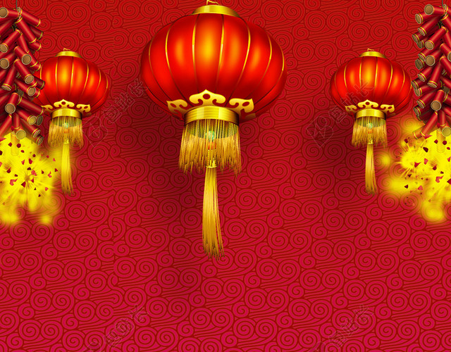 红色祥云灯笼H5背景