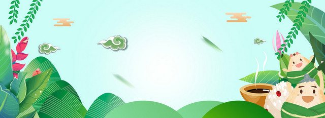 端午节小清新吃粽子卡通BANNER