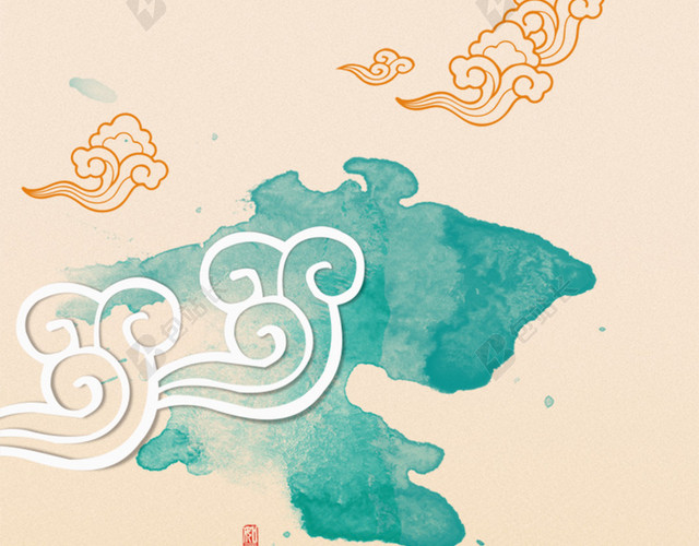 简约风俗文化PSD分层H5背景