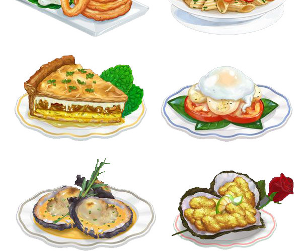 手绘多样美食