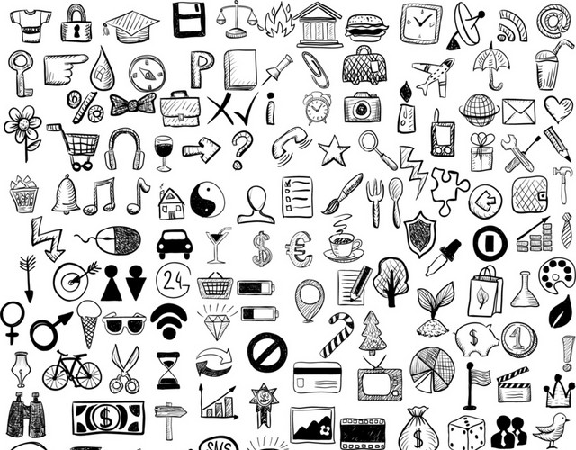 手绘素描小图标