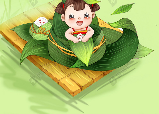 端午节吃粽子可爱小孩儿