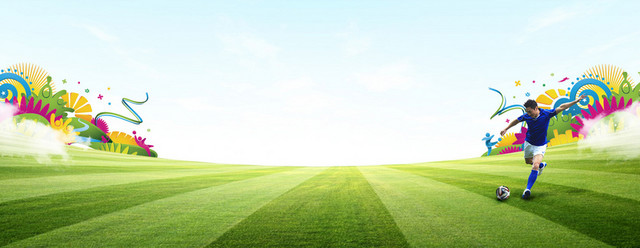 足球中国风花纹清新草坪背景BANNER
