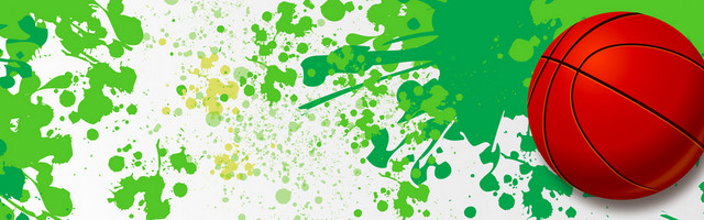 激情绿色喷溅效果篮球背景BANNER