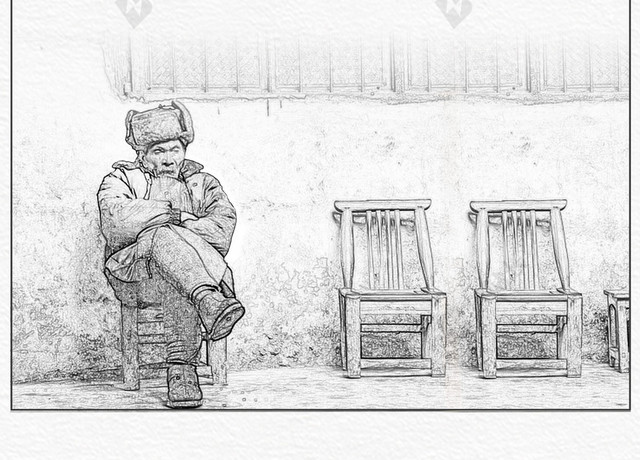 简洁素描关爱老人海报背景
