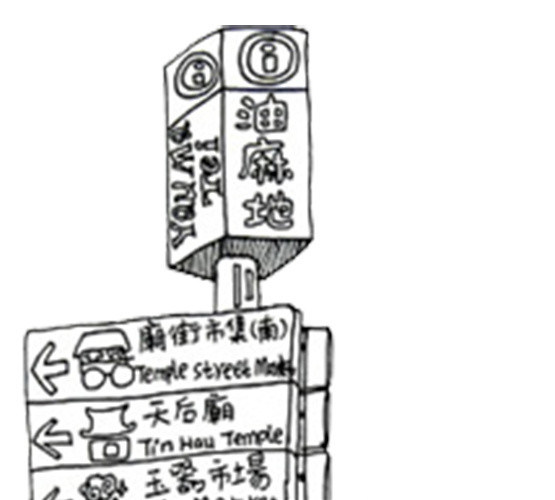 手绘香港方向路牌