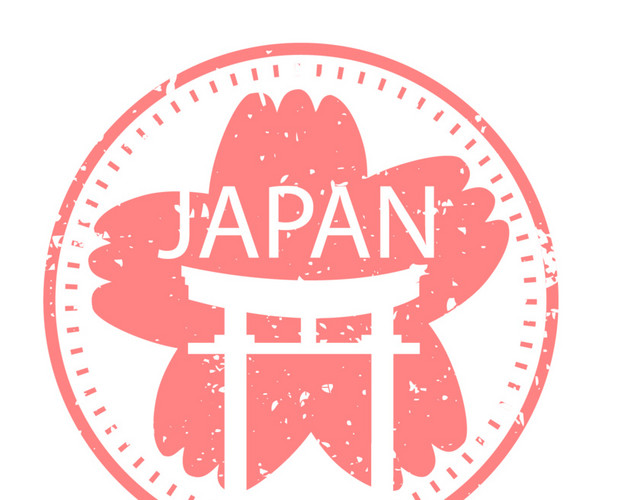 红色圆形日本旅游印章