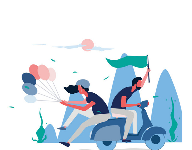 出游自由旅行游玩矢量免抠图