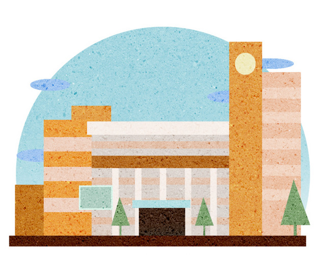 城市建筑大庆地标建筑插画