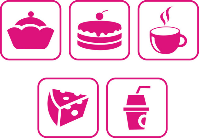 玫瑰色糕点饮料图标矢量图