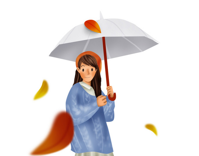 秋游红叶树和文艺女孩