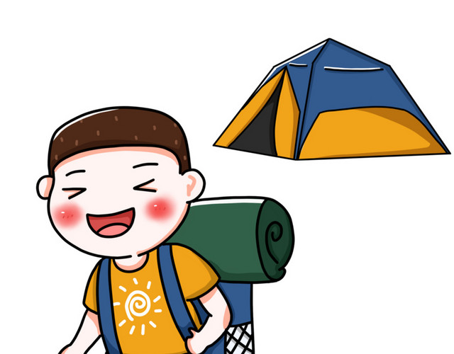 手绘国庆节外出登山人物下载