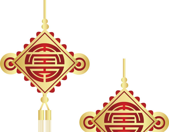 金色元旦中国结矢量