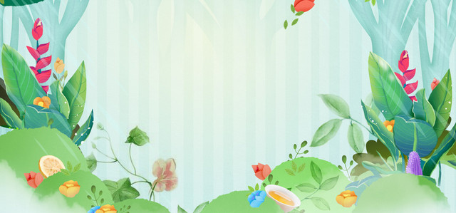 春天手绘文艺纹理小清新花瓣绿BANNER