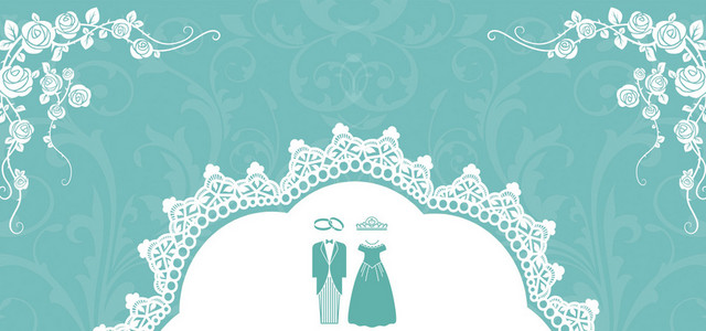 花瓣婚礼梦幻蓝色BANNER背景
