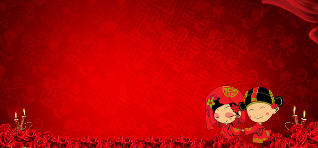 中式婚礼渐变纹理红色BANNER背景
