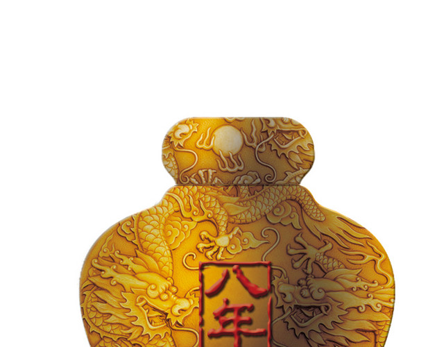 黄色手绘龙纹酒坛