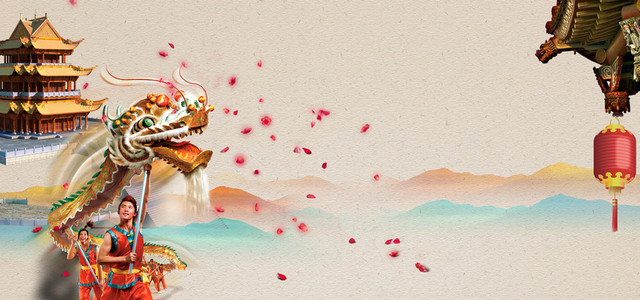 二月二龙抬头中国风纹理BANNER