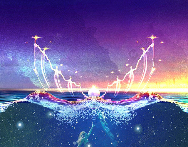 梦幻美人鱼海上背景