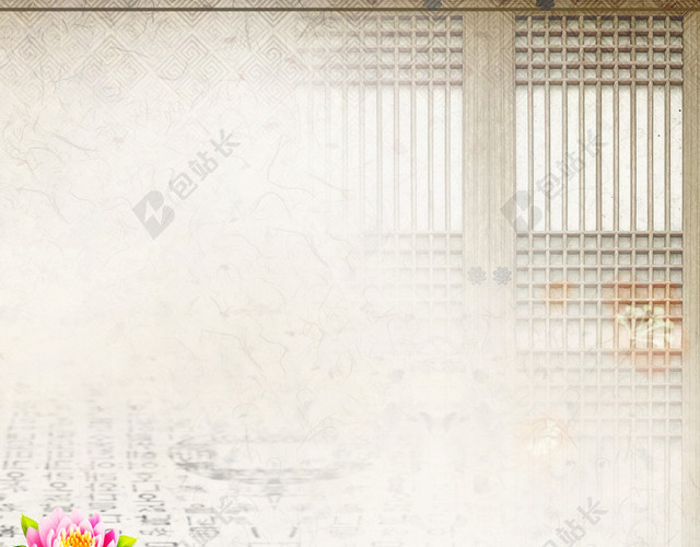 怀旧古门莲花中国风背景图