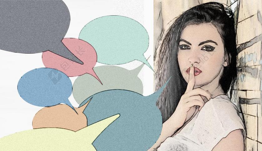 彩色人艺术美女和聊天背景图片