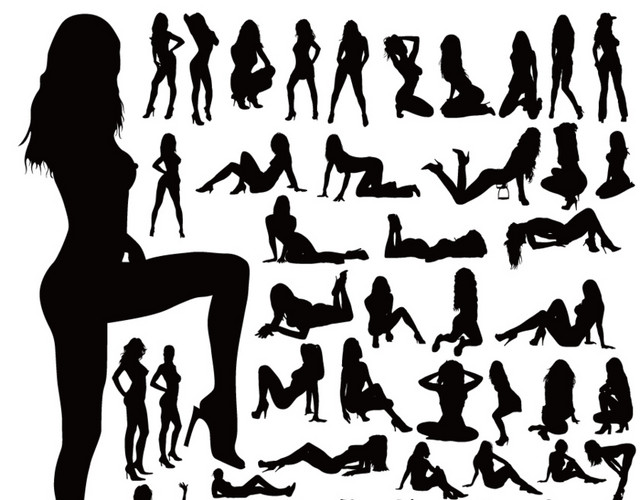 矢量女人各种姿势剪影