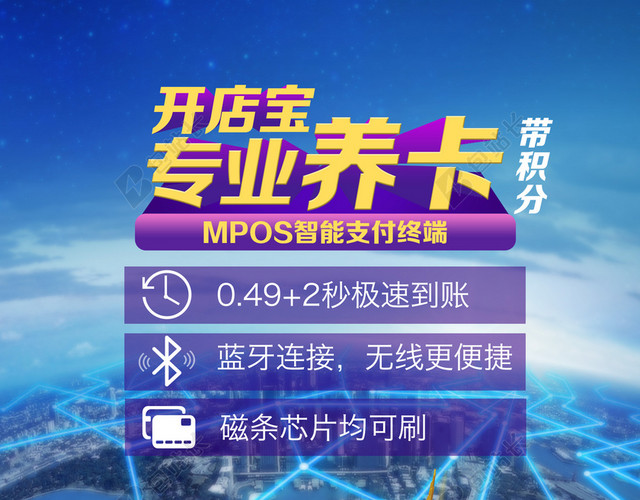蓝色背景 科技感 现代海报 银行卡信用卡