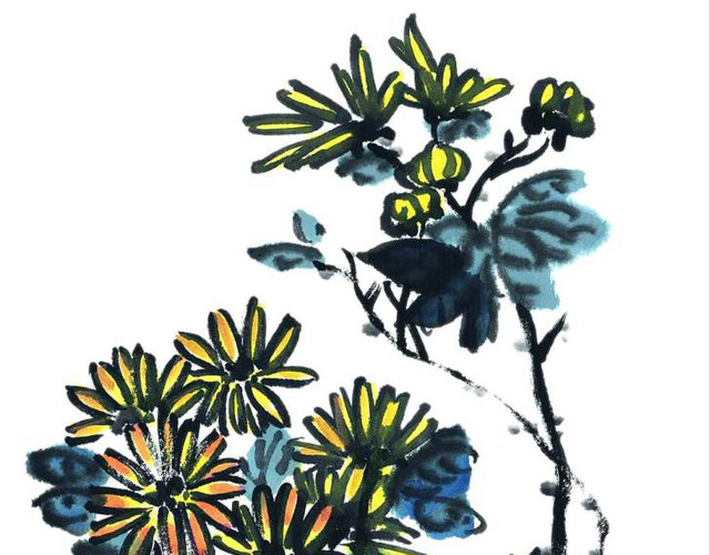 彩墨菊花