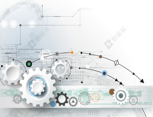 银色齿轮组科技背景矢量图