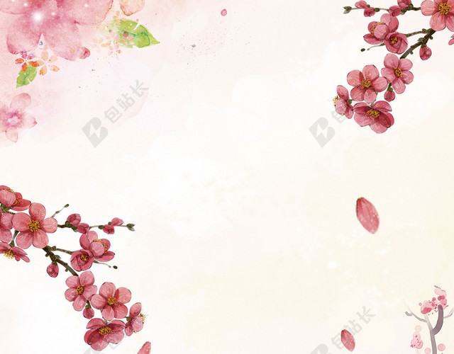 中式古风水墨桃花林桃花海报背景