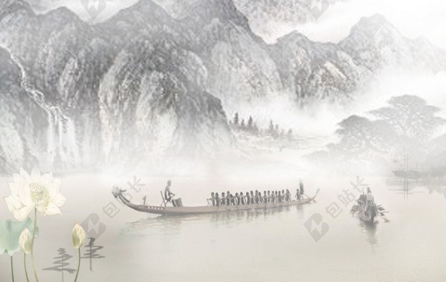 手绘山水背景