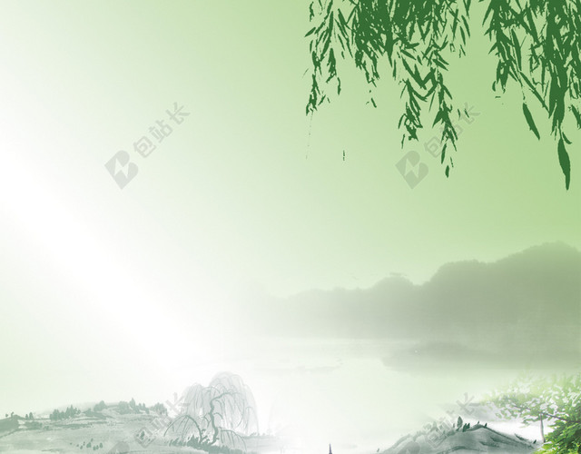 水墨风景凉亭背景