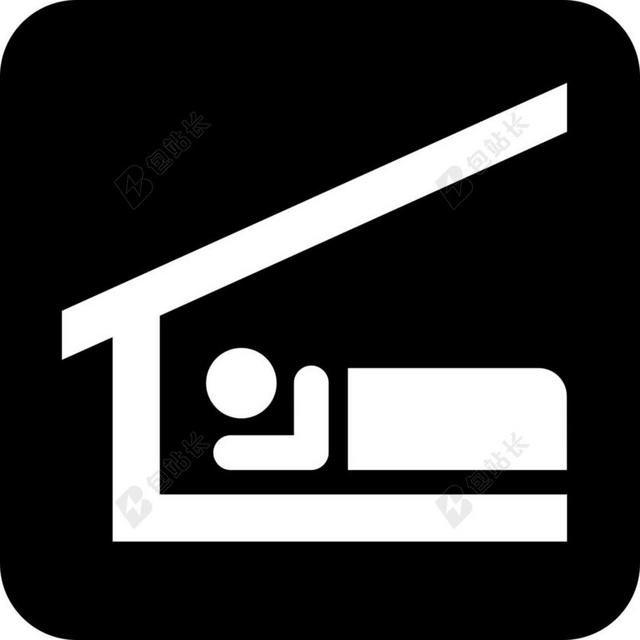 睡眠 担架 屋顶 小屋 黑 迹象 符号 图标