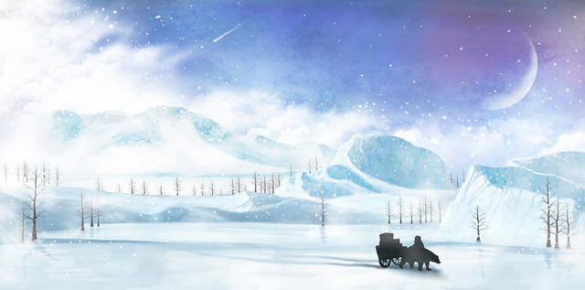 唯美冬季雪景海报背景