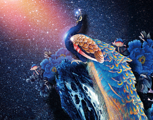 华丽孔雀梦幻房地产背景图