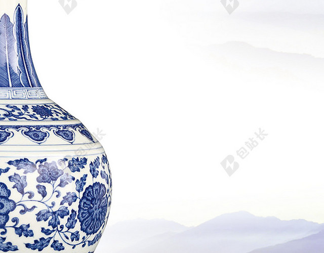 公司文化执着青花瓷PSD分层H5背景