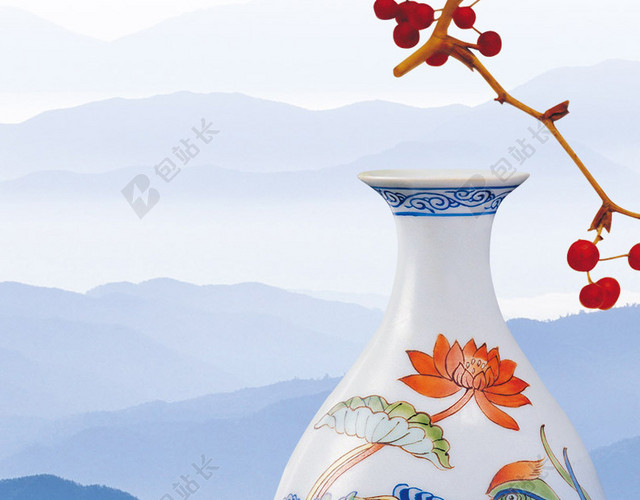 中国风青花瓷瓷器背景