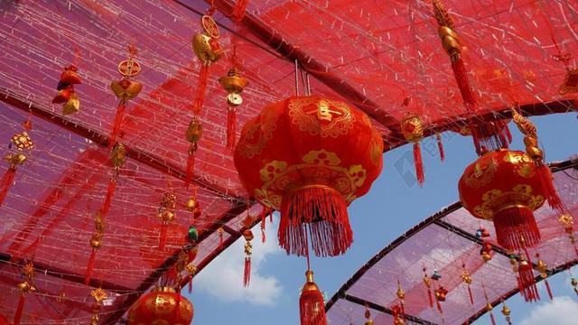 红色的传统灯笼背景图片