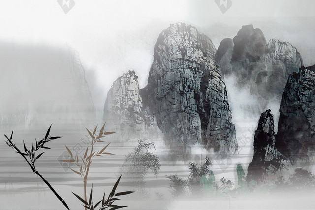 黑白古典墨迹背景