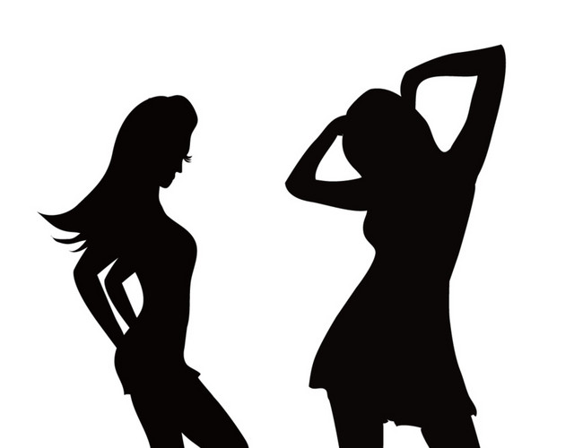 矢量跳舞女孩剪影