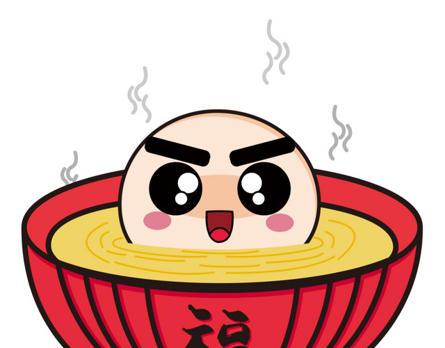 手绘创意大碗汤圆